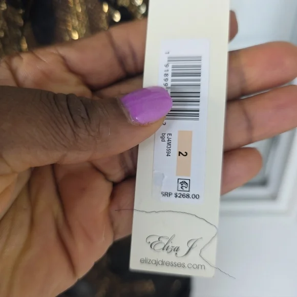 $268 Eliza J Women's Floral-Appliqué Sequinned Dress Sz 2 NWT Cocktail Glam - Picture 11 of 16